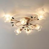 Large Romantic Flower Crystal Semi-Flush Mount Light Image - 7