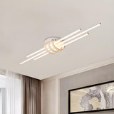 Large Slim Three Black Linear LED Flush Mount Light Image - 7