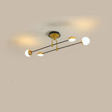 Large Sputnik Gold Semi-Flush Mount Light Living Room Image - 2