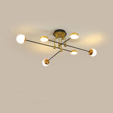 Large Sputnik Gold Semi-Flush Mount Light Living Room Image - 3