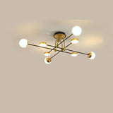 Large Sputnik Gold Semi-Flush Mount Light Living Room Image - 5