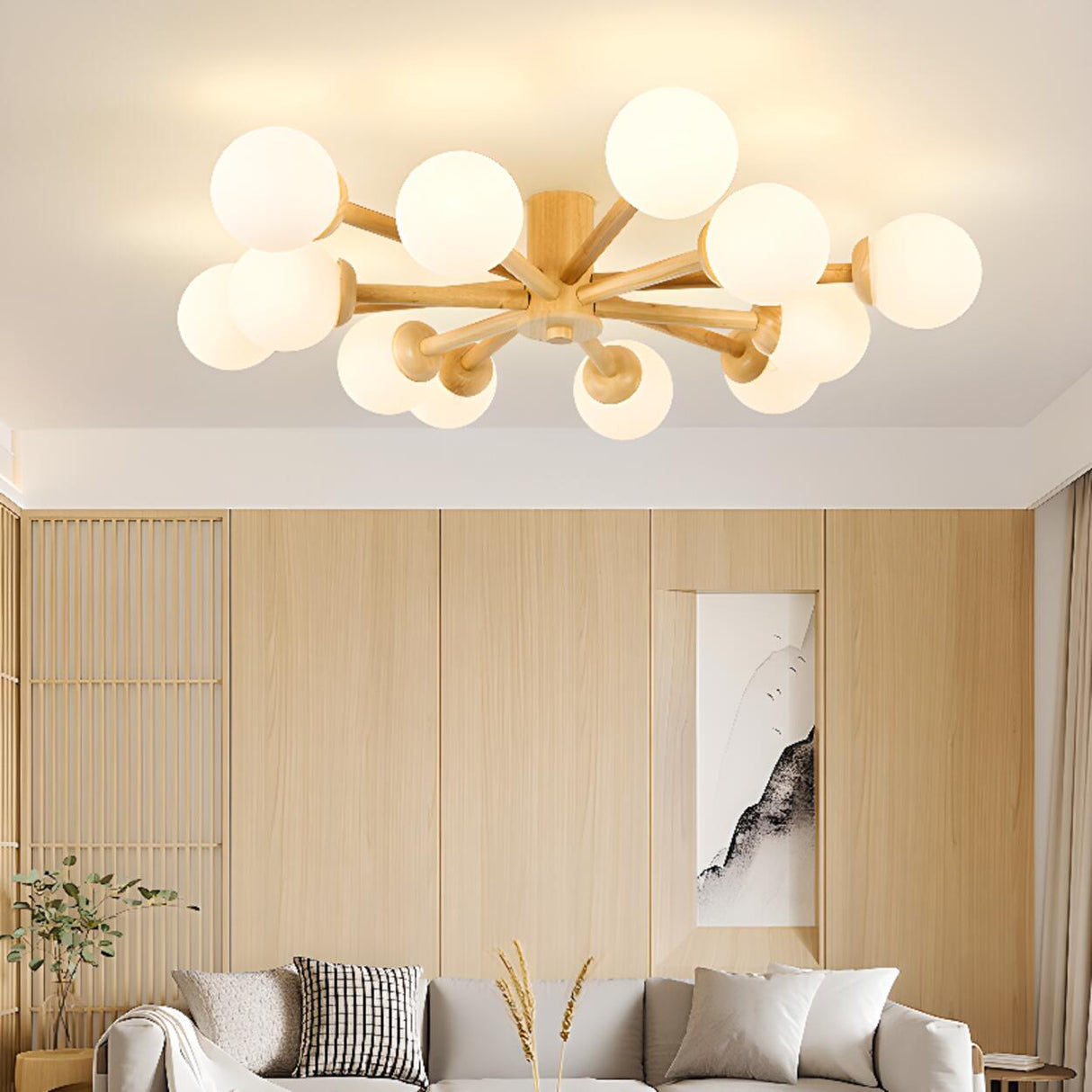 Large Sputnik Semi-Flush Mount Ceiling Light 12-Light Image - 3