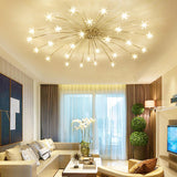 Large Starburst Gold Flush Mount Light Living Room Image - 1