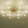 Large Starburst Gold Flush Mount Light Living Room Image - 10