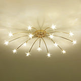 Large Starburst Gold Flush Mount Light Living Room Image - 11