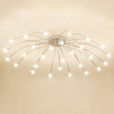 Large Starburst Gold Flush Mount Light Living Room Image - 12