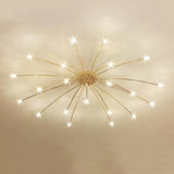 Large Starburst Gold Flush Mount Light Living Room Image - 13