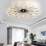 Large Starburst Gold Flush Mount Light Living Room Image - 25