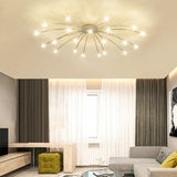 Large Starburst Gold Flush Mount Light Living Room Image - 5