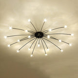 Large Starburst Gold Flush Mount Light Living Room Image - 6