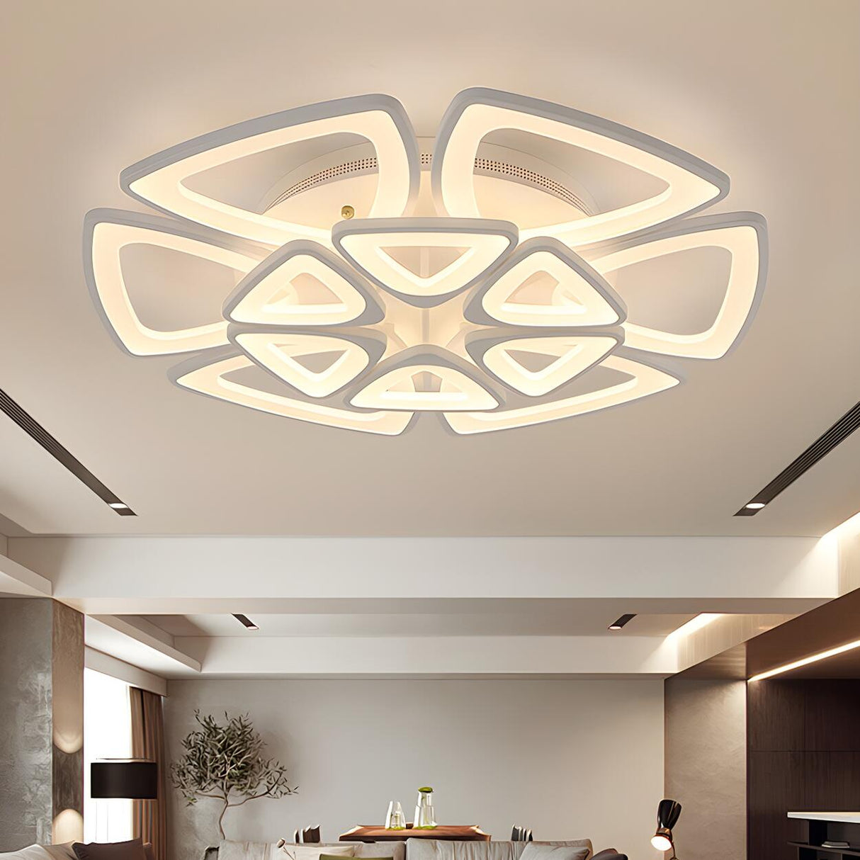 Large Triangle Flower LED Semi-Flush Mount Ceiling Lamp Image - 11