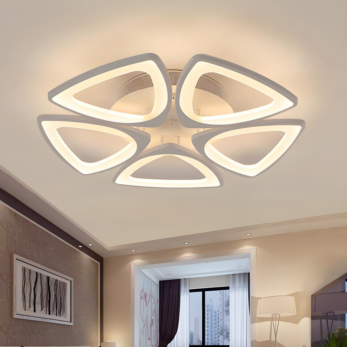 Large Triangle Flower LED Semi-Flush Mount Ceiling Lamp Image - 21