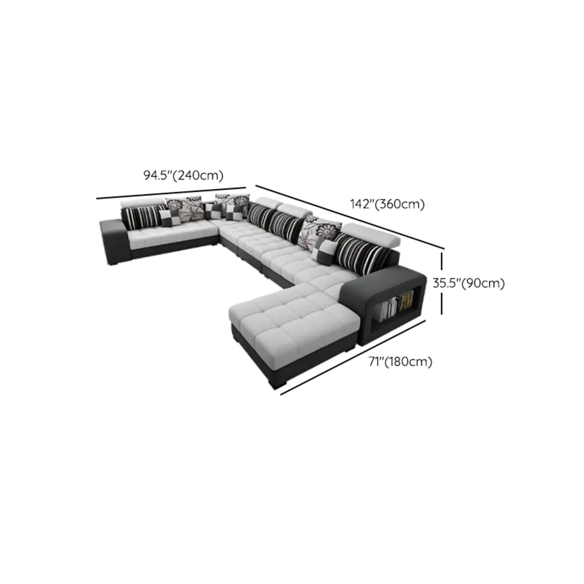 Large U-Shape Flannel Corner Sectional with Storage Image - 10