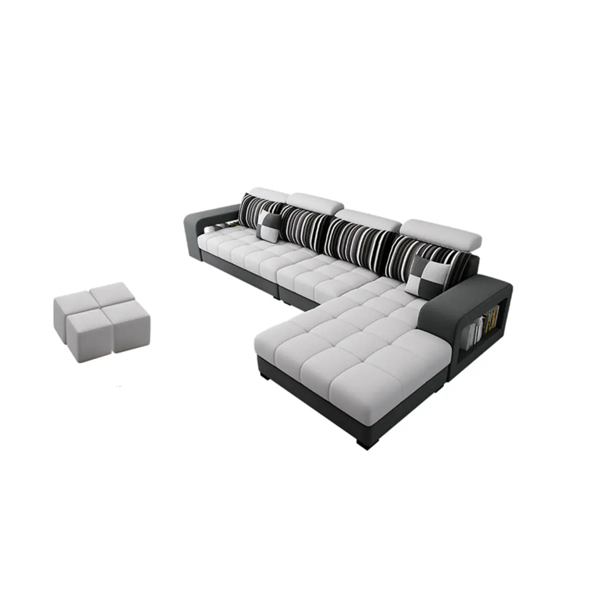 Large U-Shape Flannel Corner Sectional with Storage Image - 3