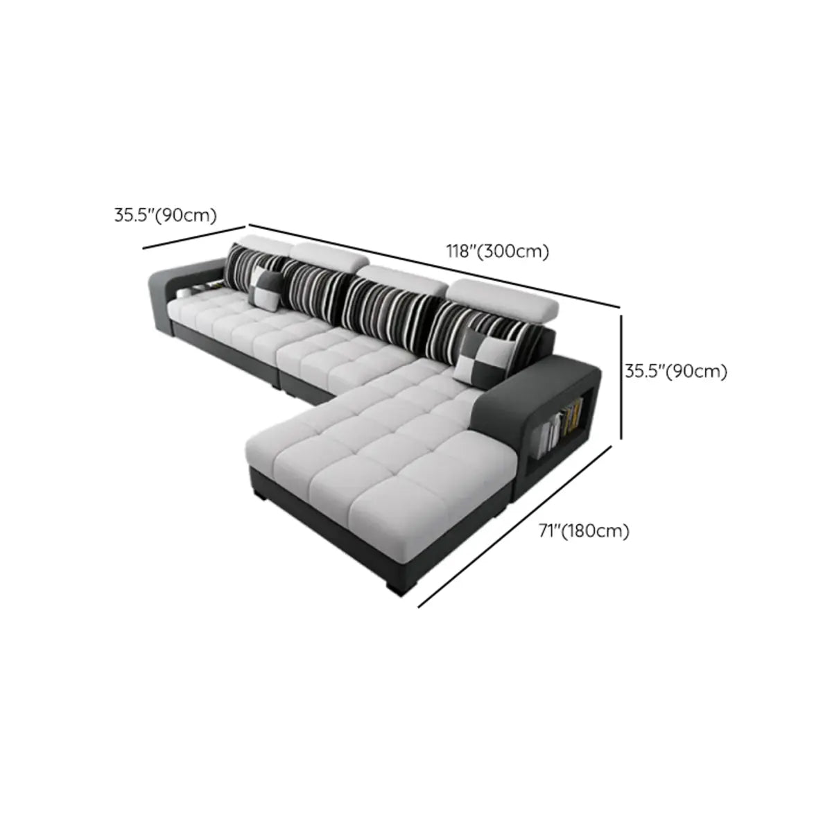 Large U-Shape Flannel Corner Sectional with Storage 