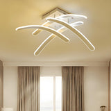 Large White Arc Crossed LED Semi-Flush Mount Light Image - 1