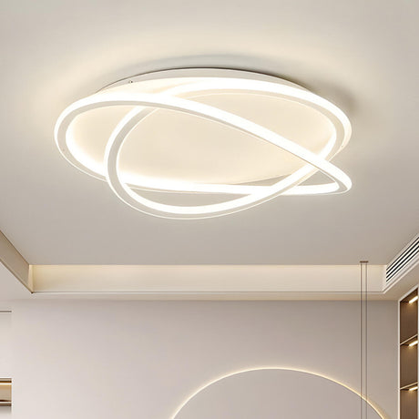 Large White Circle Twisted Ring LED Flush Mount Light Image - 1