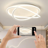 Large White Circle Twisted Ring LED Flush Mount Light Image - 4