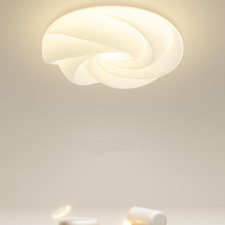 Large White Cookie Resin LED Flush Mount Ceiling Light Image - 1