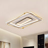 Large White Gold Layered Rectangle LED Flush Mount Lamp Image - 2