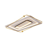 Large White Gold Layered Rectangle LED Flush Mount Lamp Image - 4