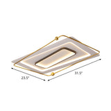 Large White Gold Layered Rectangle LED Flush Mount Lamp Image - 5