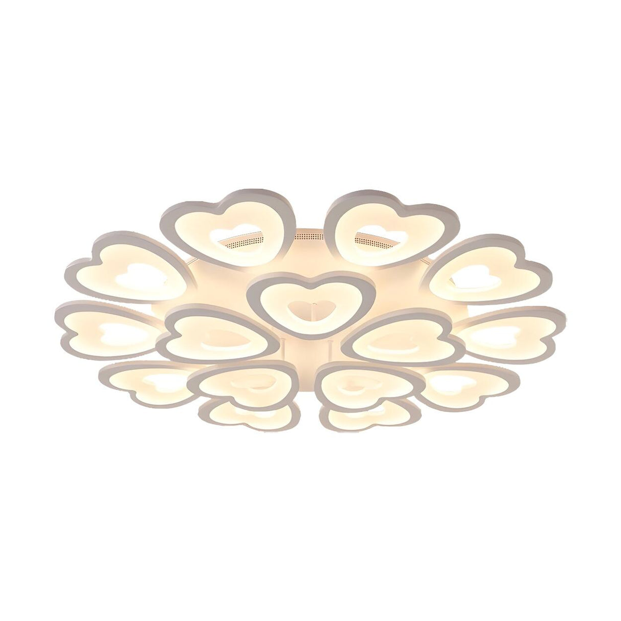 Large White Heart Flower Acrylic Flush Mount Light Image - 11