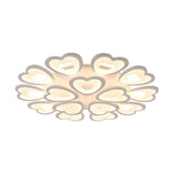 Large White Heart Flower Acrylic Flush Mount Light Image - 11