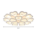 Large White Heart Flower Acrylic Flush Mount Light Image - 12