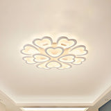 Large White Heart Flower Acrylic Flush Mount Light Image - 6