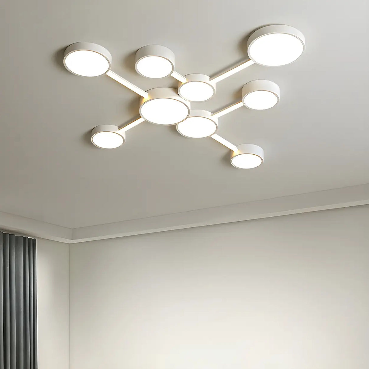 Large White Round Modular LED Flush Mount Ceiling Light Image - 12