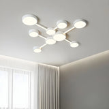 Large White Round Modular LED Flush Mount Ceiling Light Image - 2