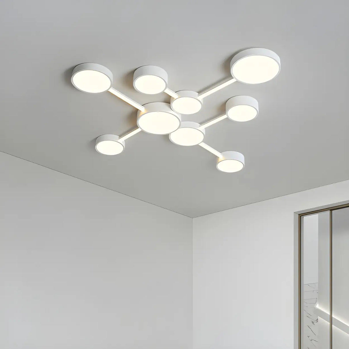 Large White Round Modular LED Flush Mount Ceiling Light Image - 3