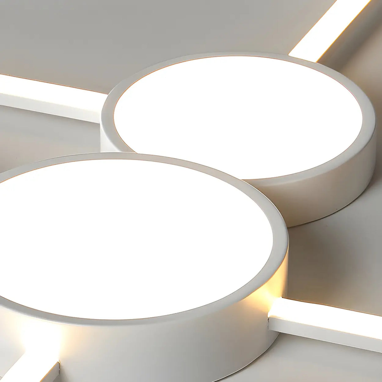 Large White Round Modular LED Flush Mount Ceiling Light Image - 8