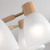 Large Wood White Glass Semi-Flush Mount Lamp 6-Light Image - 12