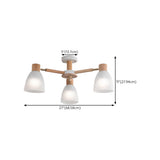 Large Wood White Glass Semi-Flush Mount Lamp 6-Light #size