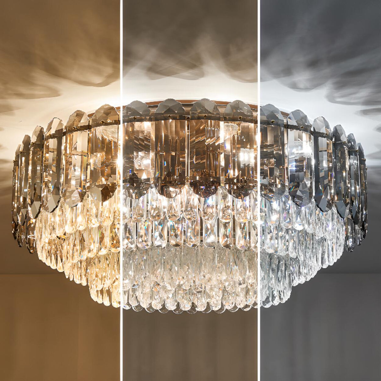 Layered Design Circle Luxury Crystal Flush Mount Light Image - 13