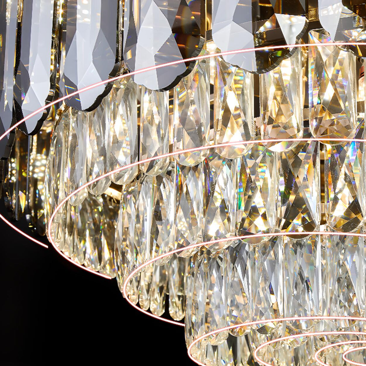 Layered Design Circle Luxury Crystal Flush Mount Light Image - 14