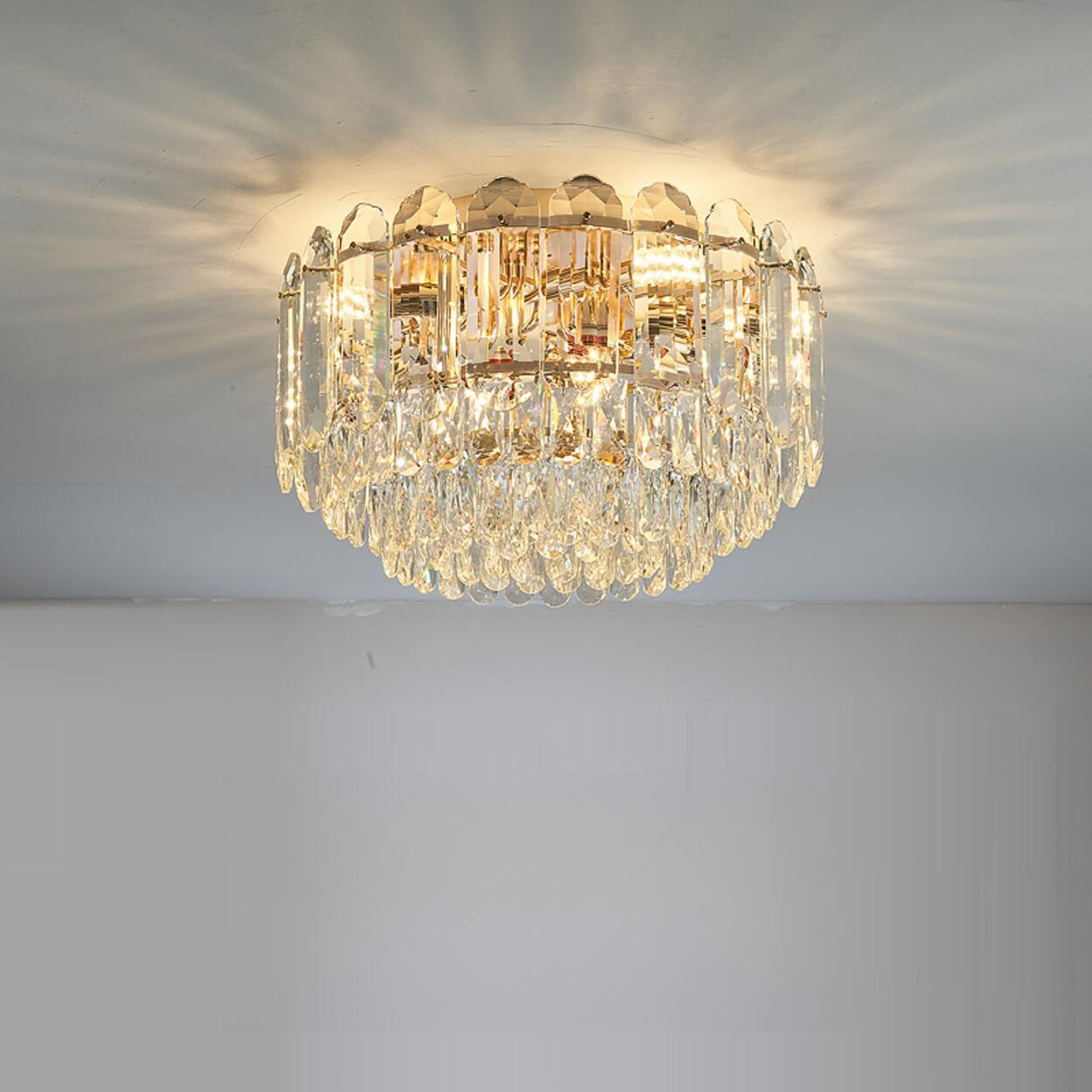 Layered Design Circle Luxury Crystal Flush Mount Light Image - 3