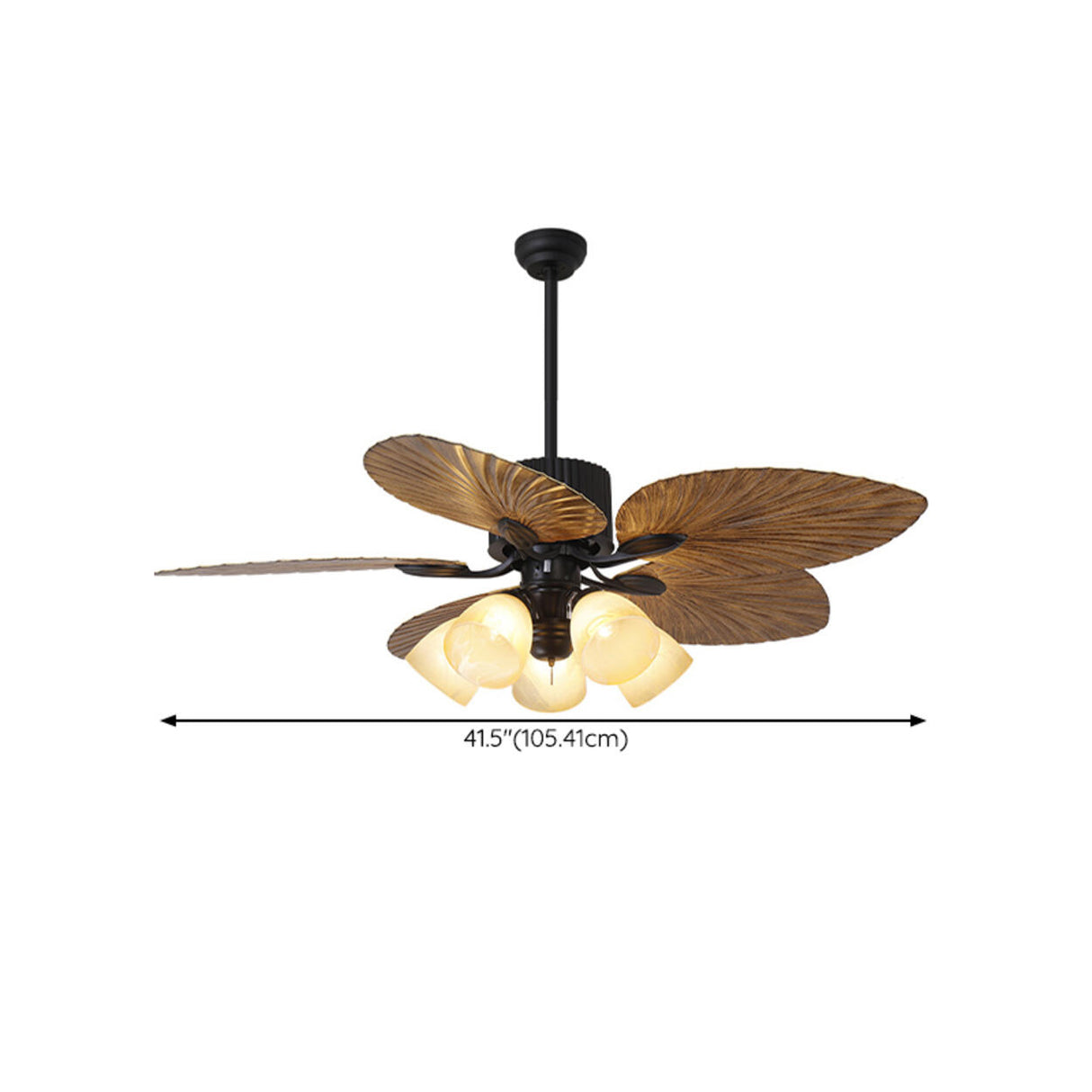 Leaf-shaped Blade Flower Shades Ceiling Fan with Light 