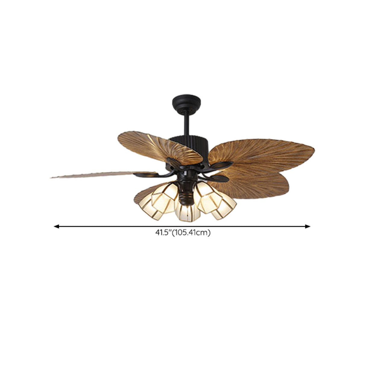 Leaf-shaped Blade Flower Shades Ceiling Fan with Light Image - 14