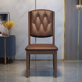 Leather Backrest Rubberwood Square Dining Chair Grey Image - 10