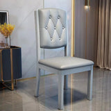 Leather Backrest Rubberwood Square Dining Chair Grey Image - 11