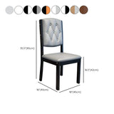 Leather Backrest Rubberwood Square Dining Chair Grey #size