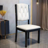 Leather Backrest Rubberwood Square Dining Chair Grey Image - 12