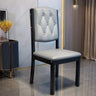 Leather Backrest Rubberwood Square Dining Chair Grey Image - 14