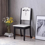 Leather Backrest Rubberwood Square Dining Chair Grey Image - 16