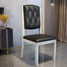 Leather Backrest Rubberwood Square Dining Chair Grey Image - 7