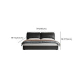 Leather Black Modern Queen Panel Bed with Headboard Image - 12