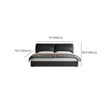 Leather Black Modern Queen Panel Bed with Headboard Image - 16